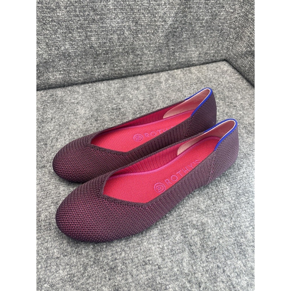 Rothy's The Flats Women's Size 8 Berry Lettuce Round Toe Knit Ballet Shoes Eco
